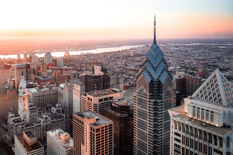 Philadelphia skyline with historic City Hall and modern towers